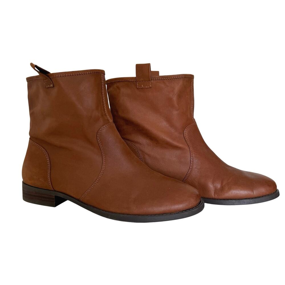 Sole Society 11 Natasha Cognac Faux Leather Slouch Ankle Boots Pull On Boho Chic